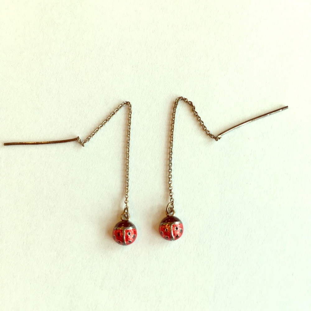 Sterling Silver Lady Bug Dangles * - image 1